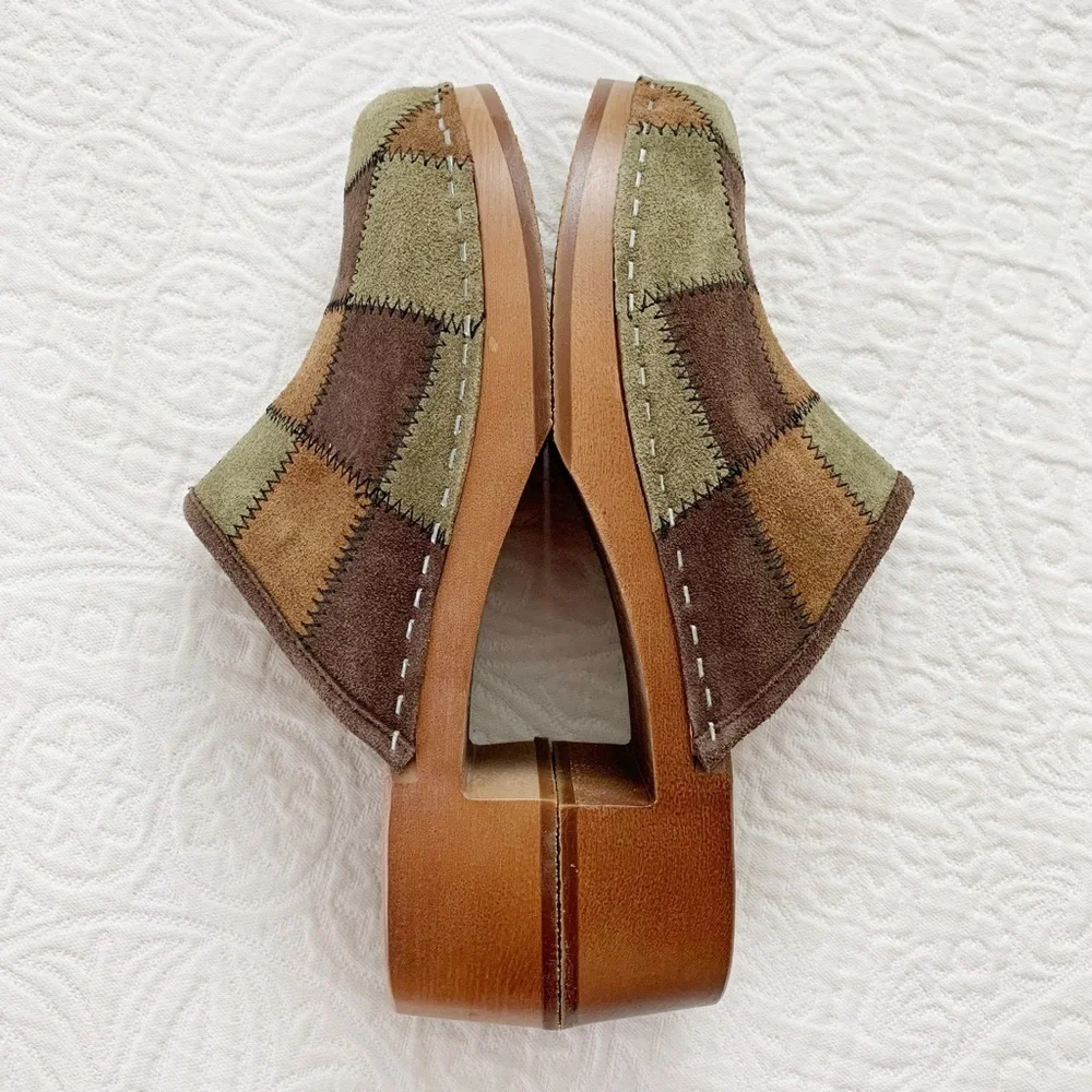 🔥 Swedish Hasbeens‎ Suede Patch Clog in Patchwork Suede - Picture 3 of 7